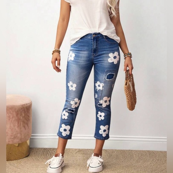 Halo & Harley Denim - Floral Blue Jeans